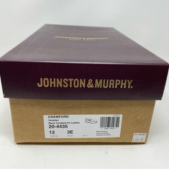 Johnston & Murphy Crawford Venetian Loafer Black Tumbled FG Leather EEE WIDTH main image 5
